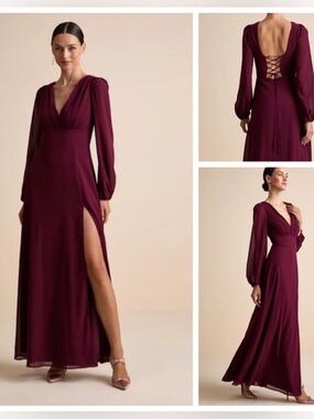 Lulus Marvelous Affair
Burgundy Pleated Lace-Up Maxi
Dress size Small